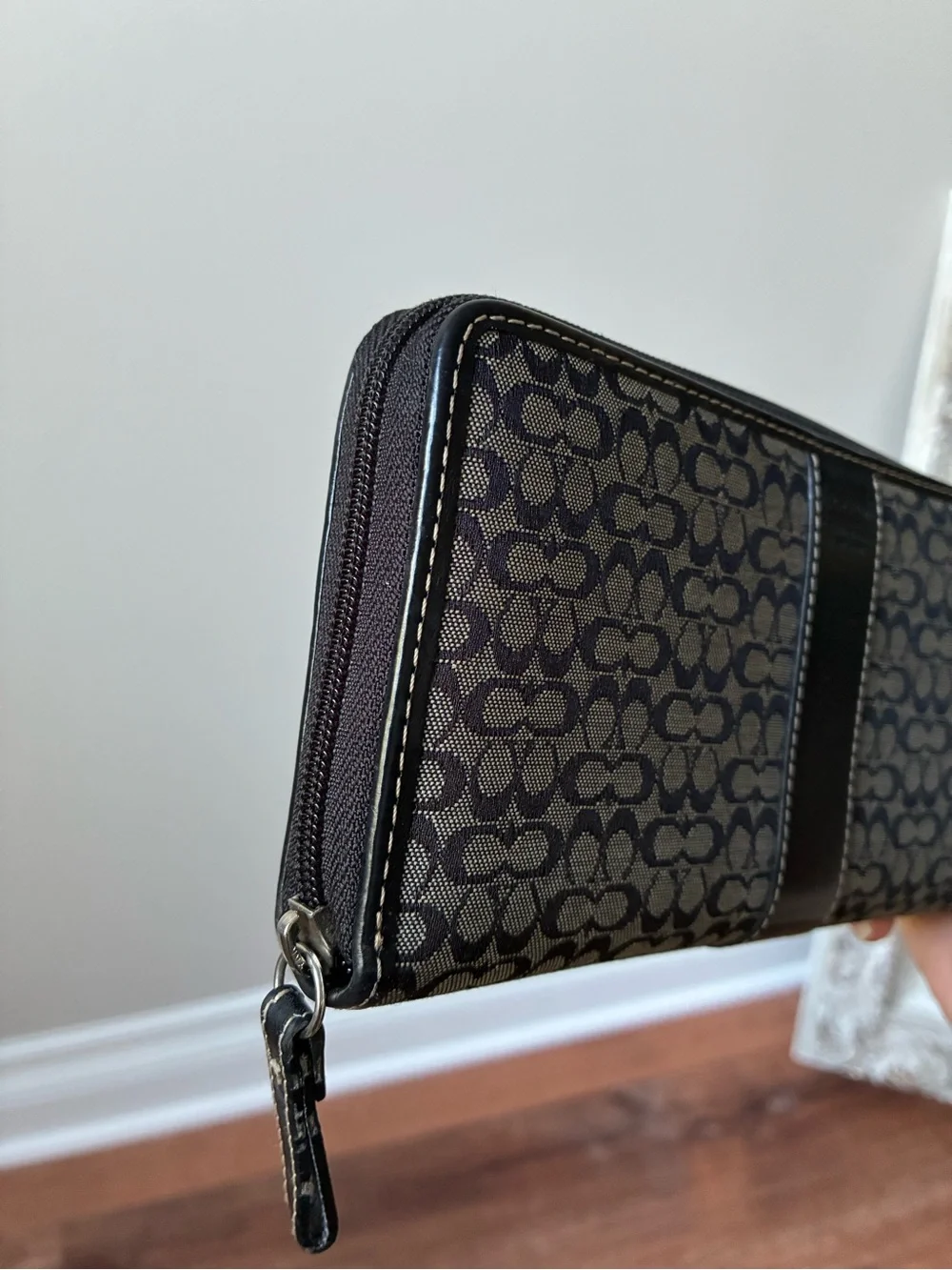 Coach Signature Jacquard Monogram Zip Around Long Wallet